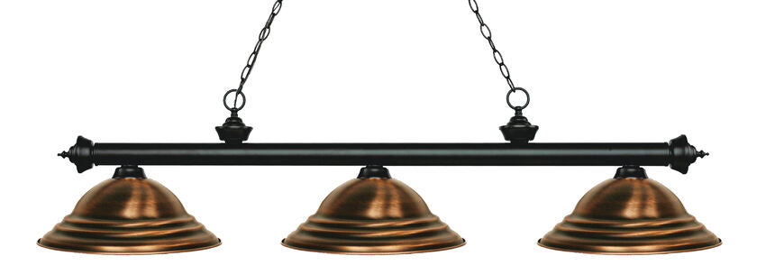 Z-Lite Riviera Matte Black with Antique Copper Stepped Shade