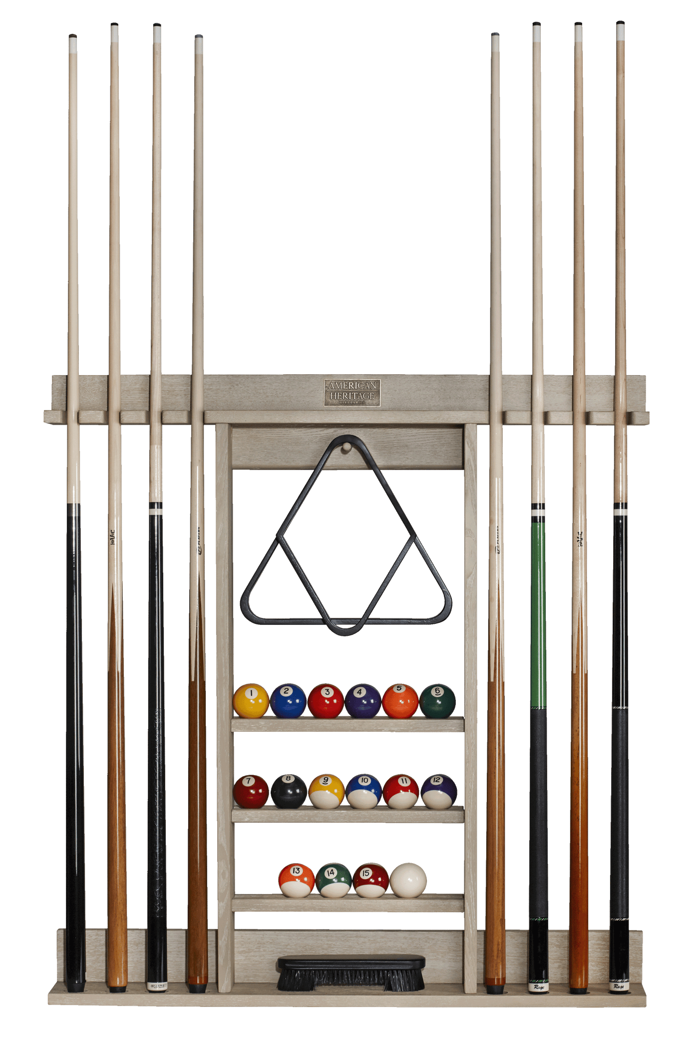 American Heritage Bluegrass 8-Cue Wall Rack — Billiards.com, Inc