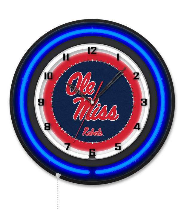 NCAA Licensed Black Case 19" Neon Clock