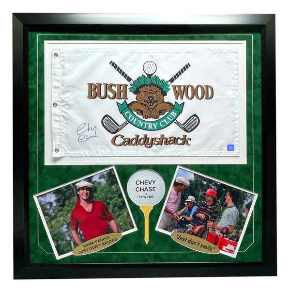 Chevy Chase Signed Caddyshack Flag Frame Collage COA Bushwood Pin