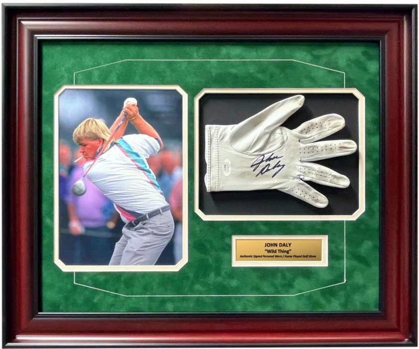 John Daly Signed & Game Played / Worn Golf Glove Framed JSA COA Autograph Cigarette Photo